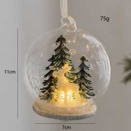 მინის ნაძვის ხის სათამაშო განათებით 11სმ საშუალო ზომა F